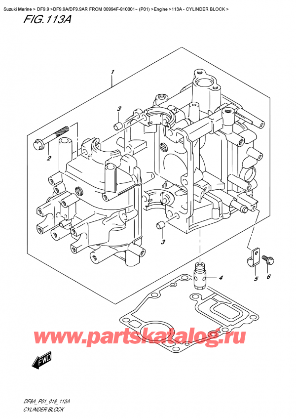 ,   , SUZUKI DF9.9A S FROM 00994F-810001~ (P01)  2018 , Cylinder  Block