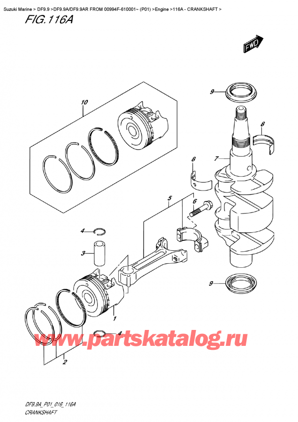  ,   , Suzuki DF9.9A/DF9.9AR FROM 00994F-610001~ (P01)  , Crankshaft