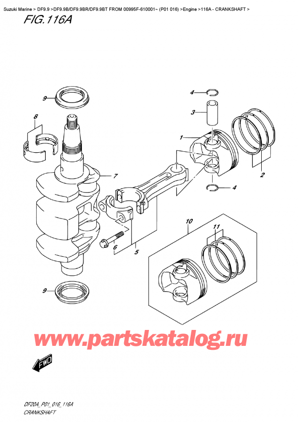  ,   , SUZUKI DF9.9B TL FROM 00995F-610001~ (P01 016)  , Crankshaft