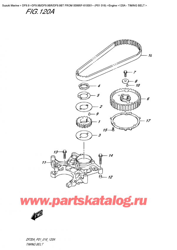  ,   , Suzuki DF9.9B S / L FROM 00995F-610001~  (P01  016)  2016 ,   / Timing  Belt