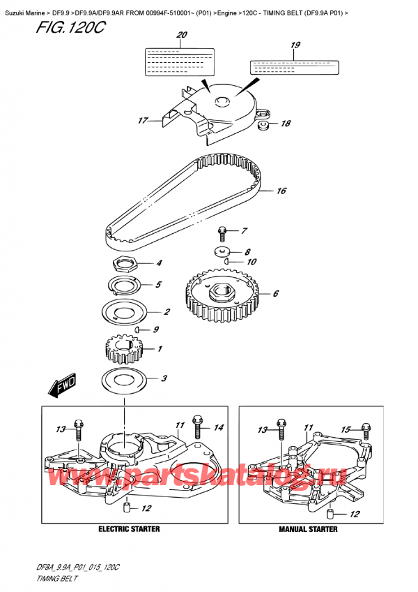 ,  , SUZUKI DF9.9AS FROM 00994F-510001~ (P01),   (Df9.9A P01) - Timing Belt (Df9.9A P01)