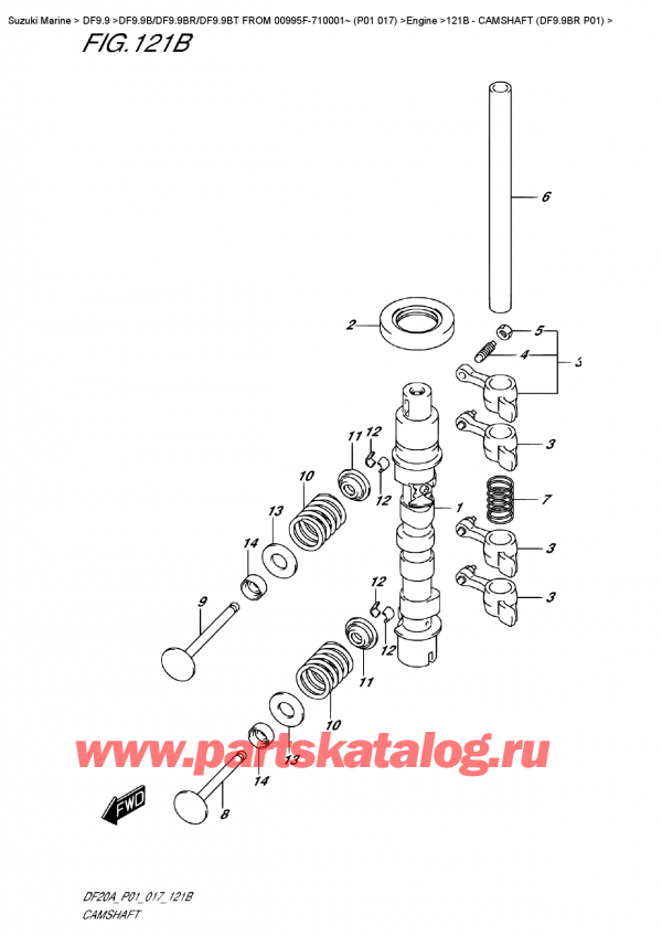  ,   ,  DF9.9B RS/RL FROM 00995F-710001~ (P01 017)  , Camshaft  (Df9.9Br  P01)
