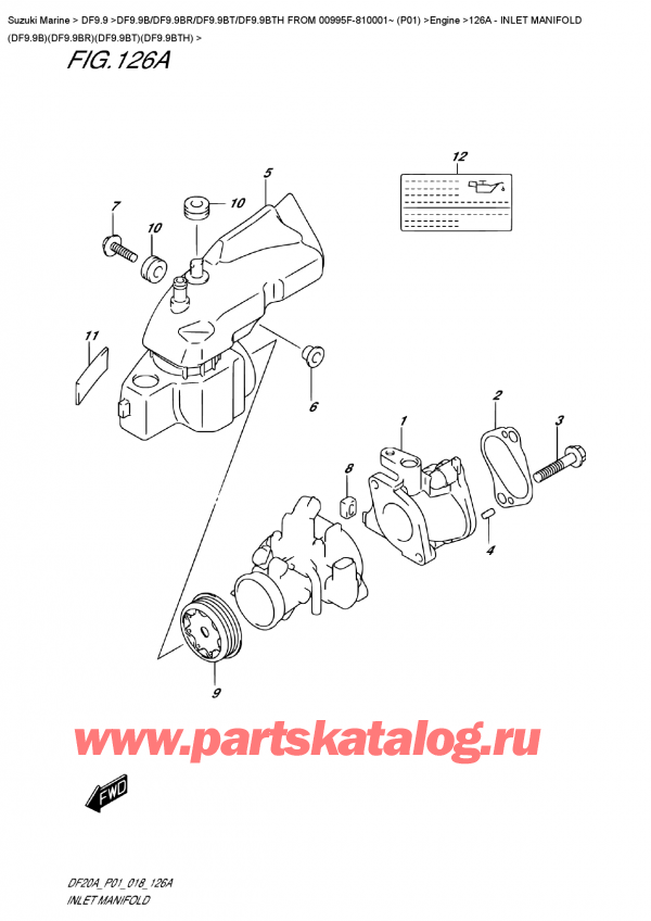 ,    , Suzuki DF9.9B TL FROM 00995F-810001~ (P01)   2018 , Inlet  Manifold  (Df9.9B)(Df9.9Br)(Df9.9Bt)(Df9.9Bth)