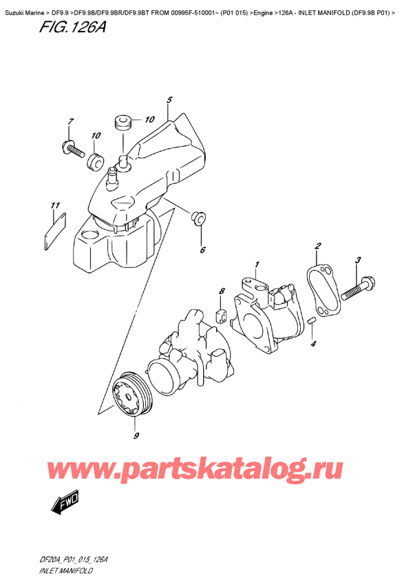 ������ ��������, �� �������� �����, Suzuki DF9.9B S/L FROM 00995F-510001~ (P01  015)   ������ 2015 ����, �������� ��������� (Df9.9B P01)
