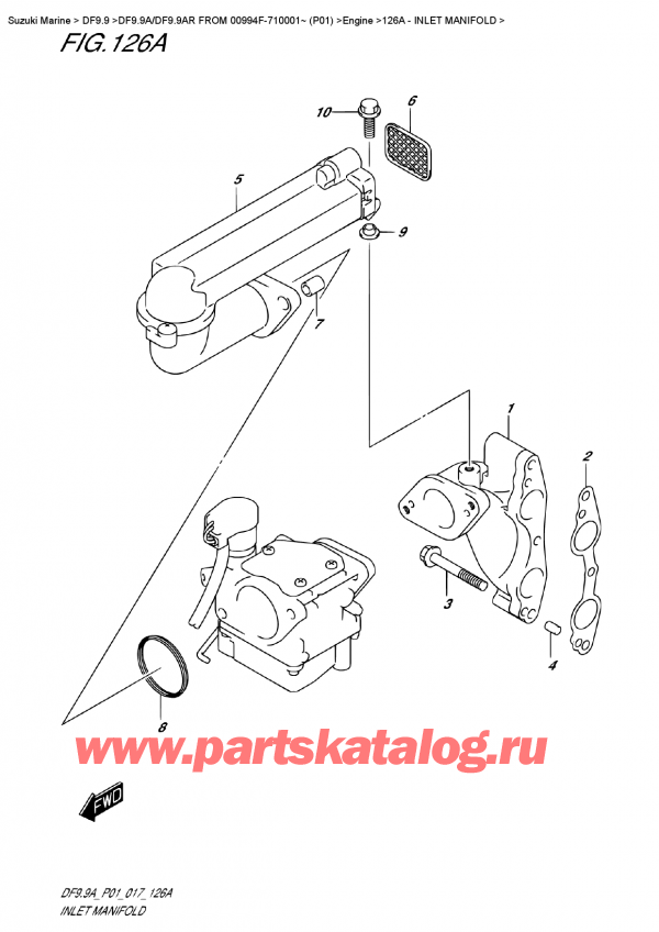  ,   , Suzuki DF9.9A S FROM 00994F-710001~ (P01)  , Inlet Manifold -  