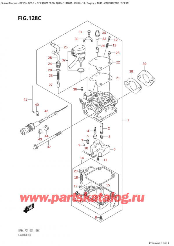  ,   , Suzuki Suzuki DF9.9A S FROM 00994F-140001~ (P01 021) , Carburetor (Df9.9A) -  (Df9.9A)