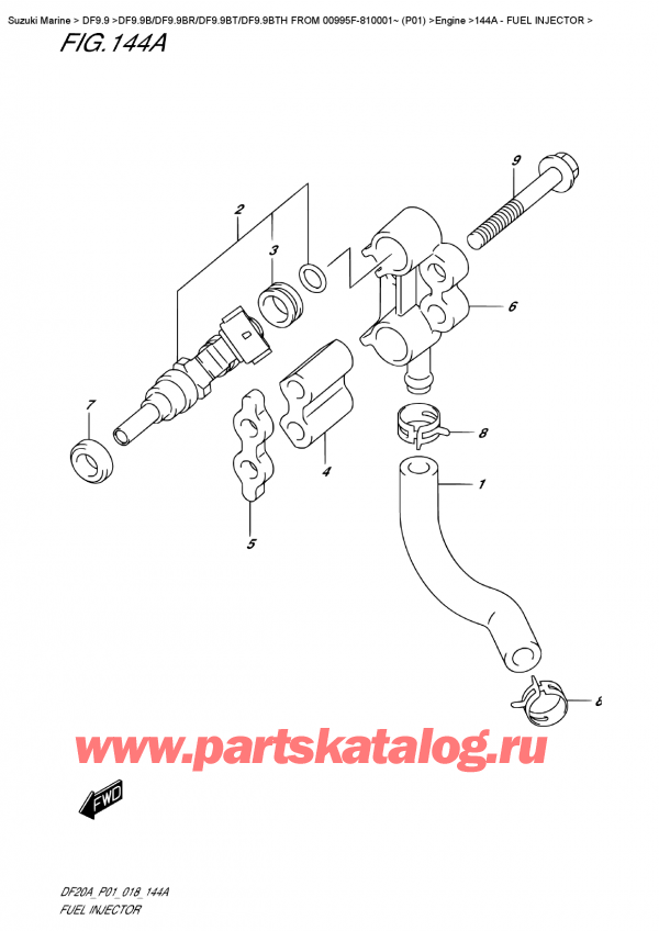  ,  , Suzuki DF9.9B S/L FROM 00995F-810001~ (P01)   2018 ,   - Fuel  Injector