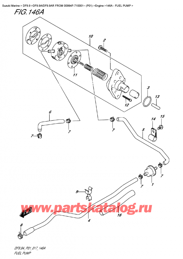 ,    , SUZUKI DF9.9A S FROM 00994F-710001~ (P01)    2017 ,   - Fuel Pump