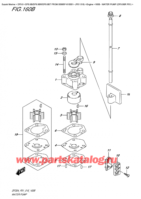  ,  , Suzuki DF9.9 BR S / L FROM 00995F-610001~  (P01  016)    2016 , Water  Pump  (Df9.9Br  P01) /   (Df9.9Br P01)