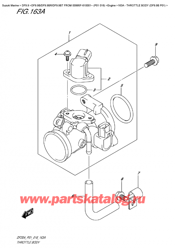  ,   , Suzuki DF9.9B S / L FROM 00995F-610001~  (P01  016), Throttle  Body  (Df9.9B  P01)