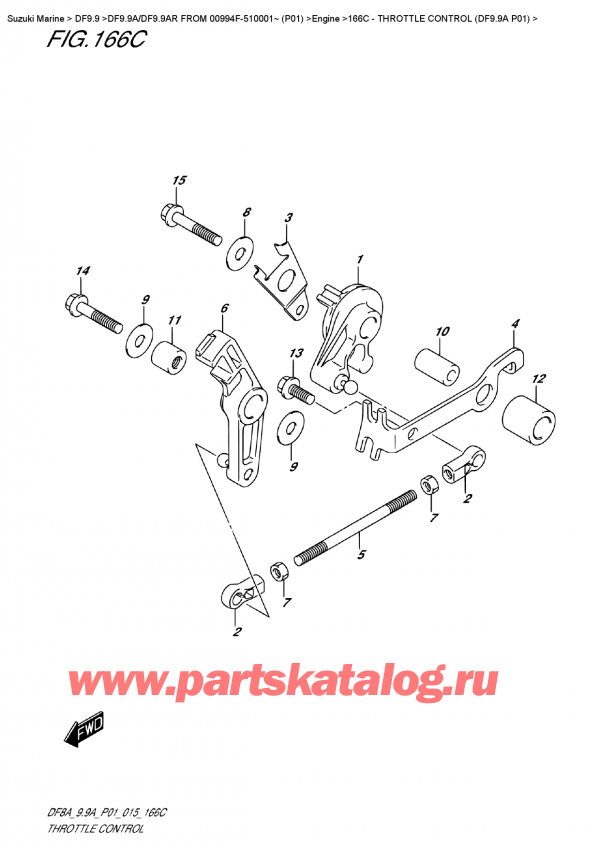 ������ �������������, �� �������� �����, SUZUKI DF9.9AS FROM 00994F-510001~ (P01), Throttle  Control  (Df9.9A  P01)