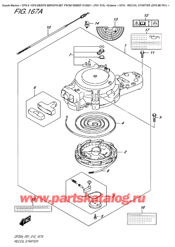  ,  , Suzuki DF9.9B S/L FROM 00995F-510001~ (P01  015)  ,   (Df9.9B P01)