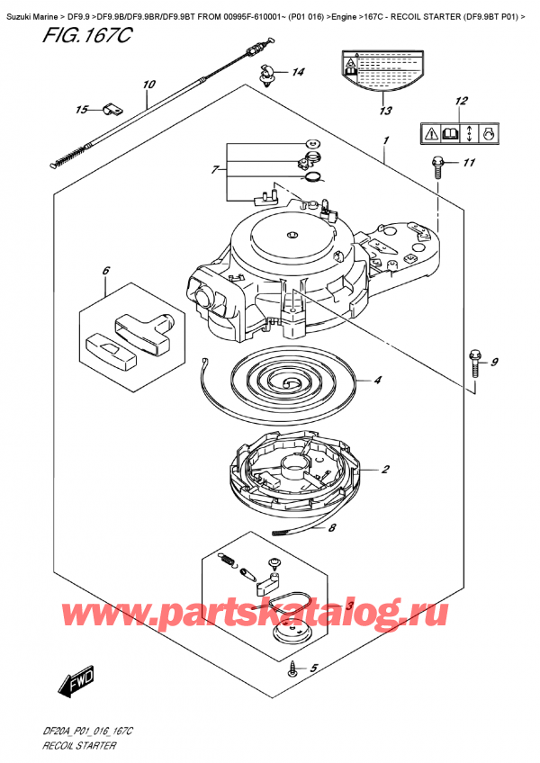  ,   , SUZUKI DF9.9B TL FROM 00995F-610001~ (P01 016)    2016 , Recoil  Starter  (Df9.9Bt  P01)