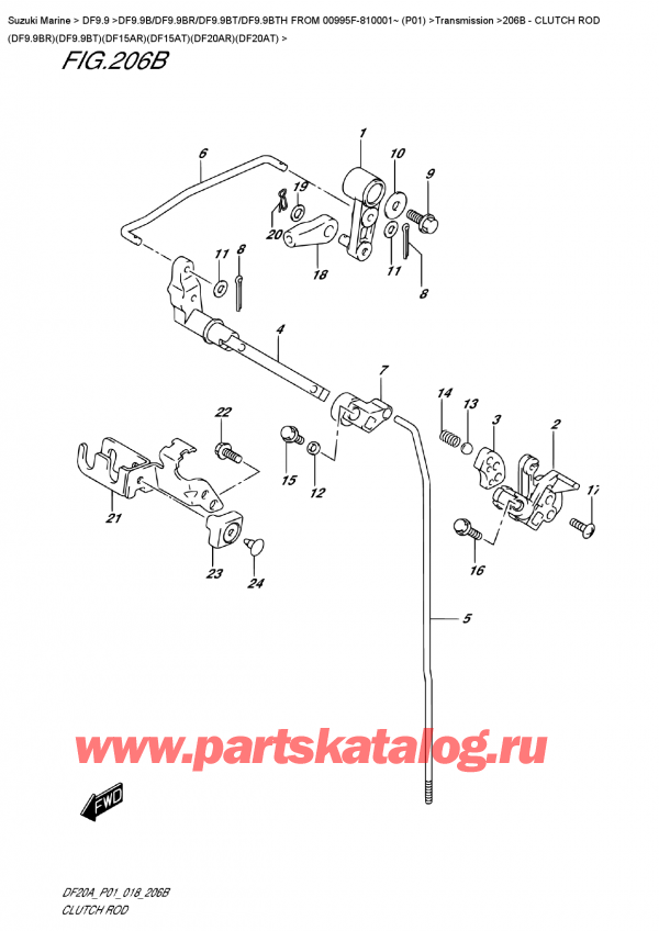  ,  , Suzuki DF9.9B TL FROM 00995F-810001~ (P01)   2018 , Clutch  Rod  (Df9.9Br)(Df9.9Bt)(Df15Ar)(Df15At)(Df20Ar)(Df20At)