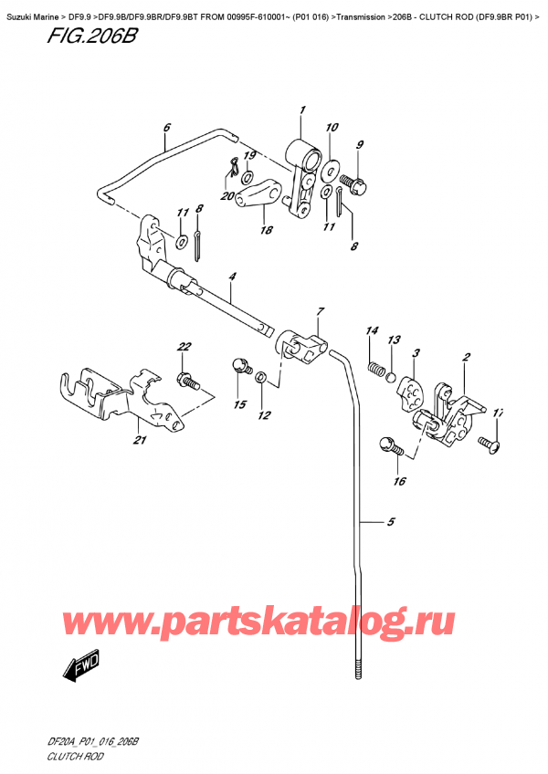 , , Suzuki DF9.9 BR S / L FROM 00995F-610001~  (P01  016)  , Clutch Rod  (Df9.9Br  P01)