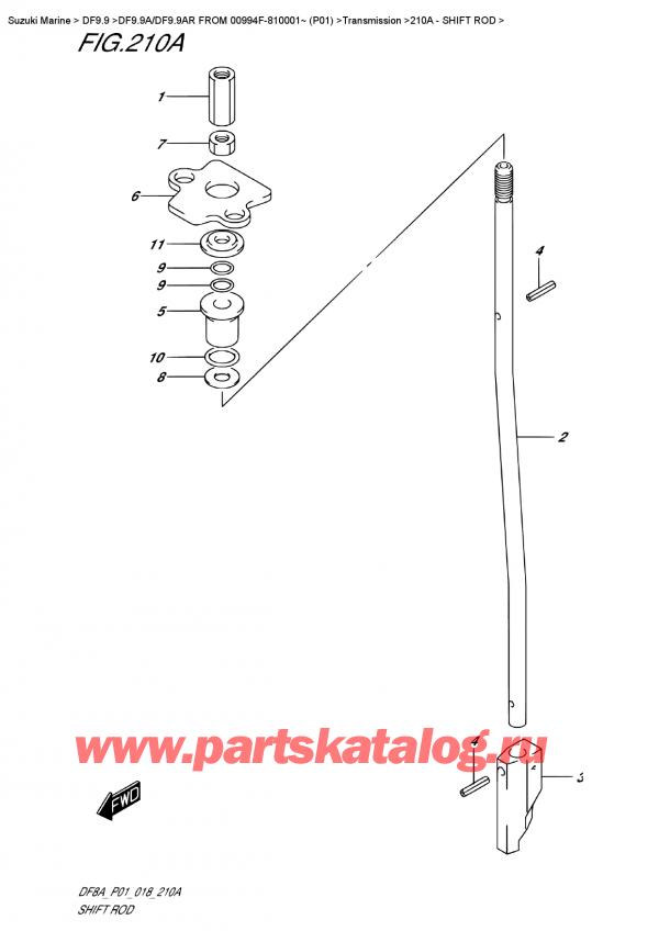   ,   , Suzuki DF9.9A S FROM 00994F-810001~ (P01),   / Shift  Rod