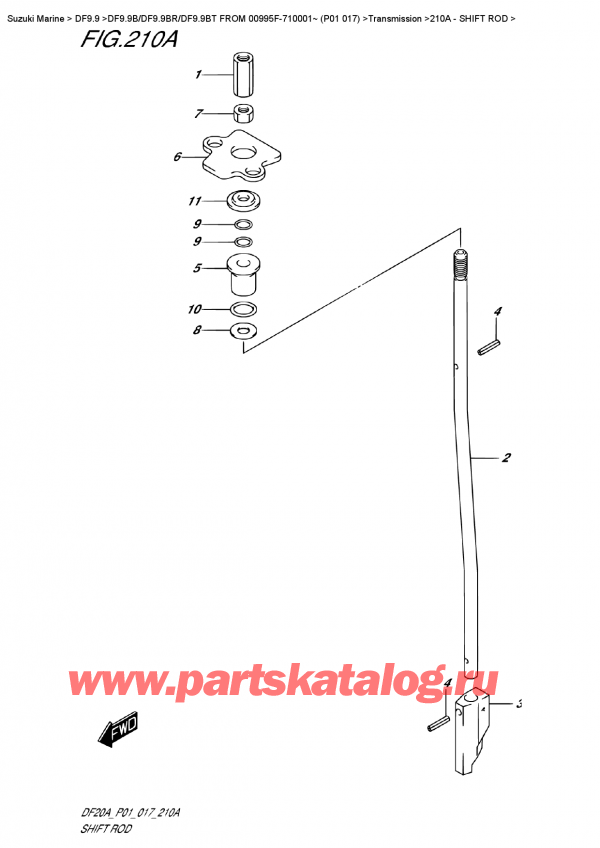  ,    , Suzuki DF9.9B TL FROM 00995F-710001~ (P01 017)  2017 , Shift Rod