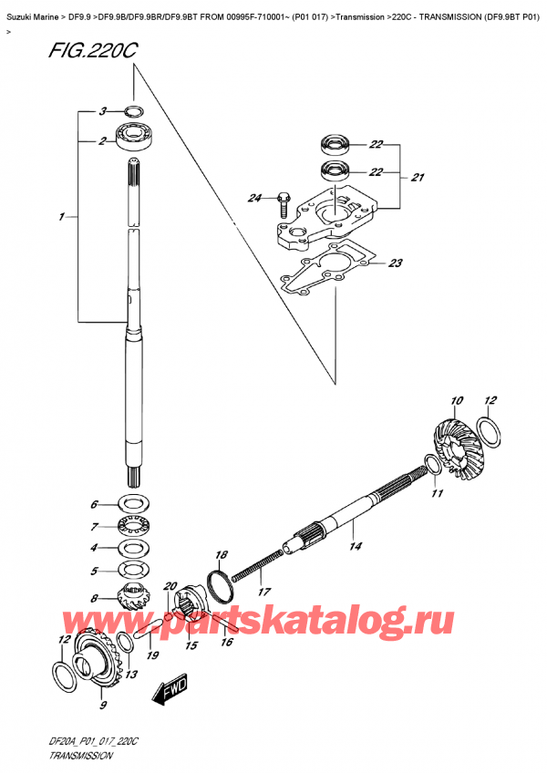   ,   , Suzuki DF9.9B TL FROM 00995F-710001~ (P01 017)  2017 , Transmission  (Df9.9Bt  P01)