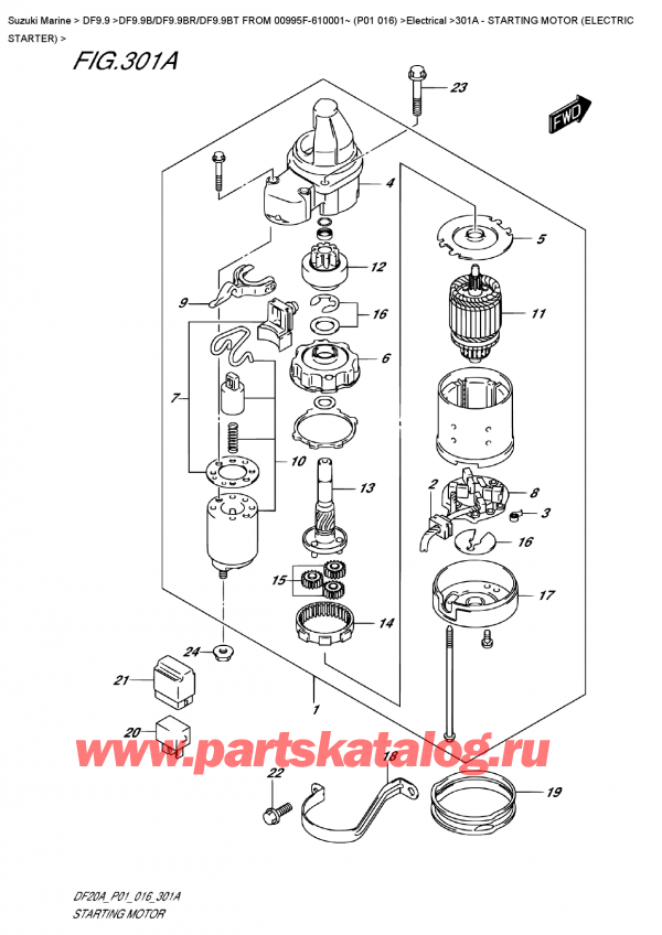   ,  , Suzuki DF9.9 BR S / L FROM 00995F-610001~  (P01  016)  , Starting  Motor  (Electric  Starter) /   ()