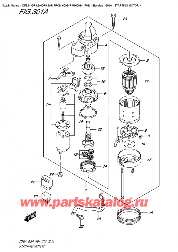  ,   , Suzuki DF9.9AS FROM 00994F-510001~ (P01), Starting  Motor -  