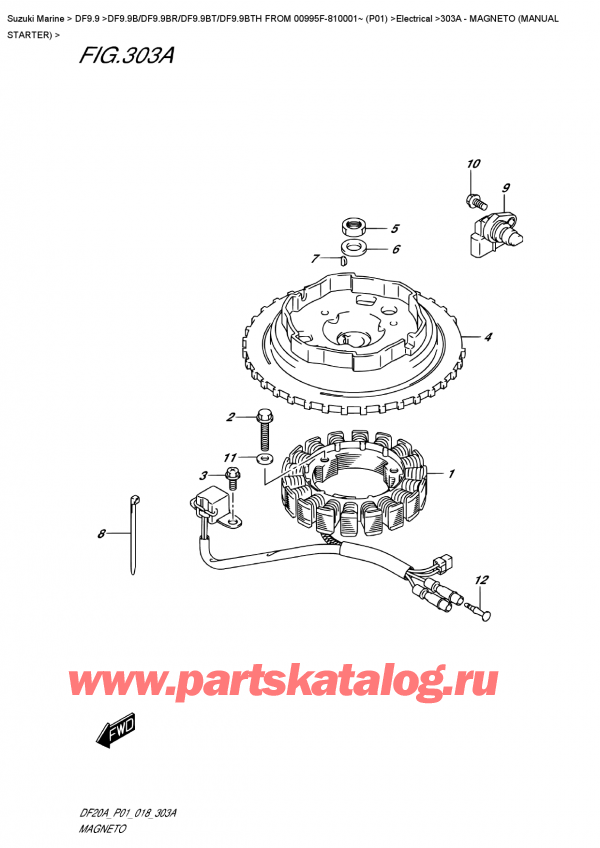 ����� ��������, �� ��������� ���������, Suzuki DF9.9B S/L FROM 00995F-810001~ (P01) , ������� (������ �������) - Magneto  (Manual  Starter)