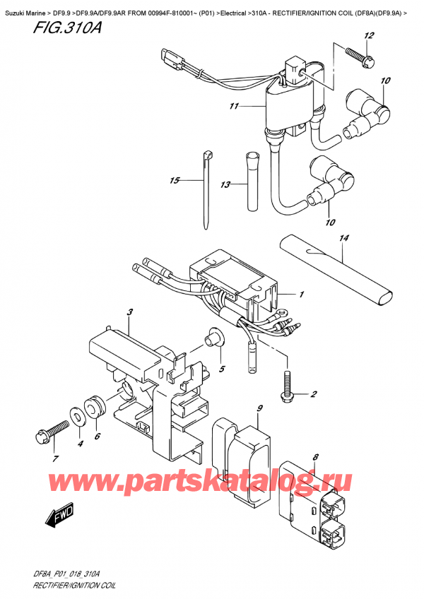 ������������ ��������, , Suzuki DF9.9A S FROM 00994F-810001~ (P01), ����������� / ������� ��������� (Df8A) (Df9.9A) / Rectifier/ignition Coil  (Df8A)(Df9.9A)