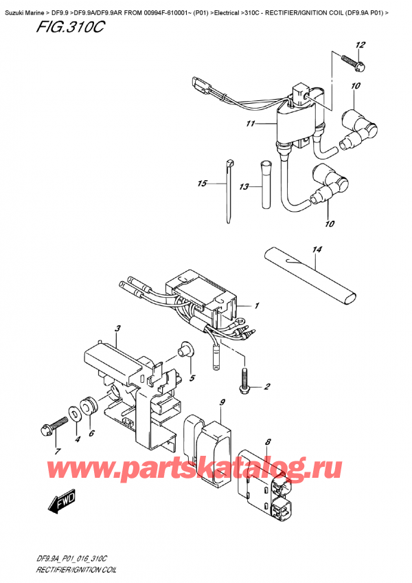 ��������, �� �������� �����, Suzuki DF9.9A/DF9.9AR FROM 00994F-610001~ (P01)   ������ 2016 ����, Rectifier/ignition  Coil  (Df9.9A  P01)