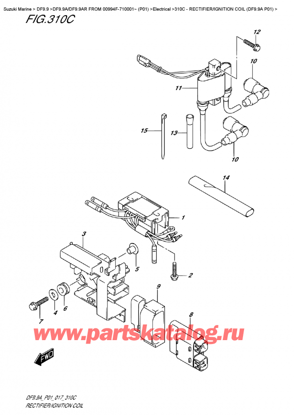  , , Suzuki DF9.9A S FROM 00994F-710001~ (P01)  , Rectifier/ignition  Coil  (Df9.9A  P01)