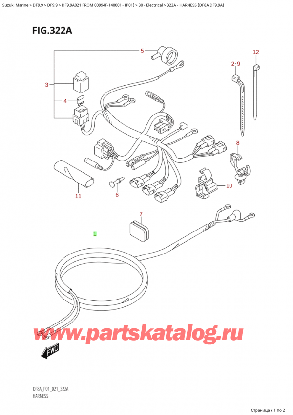 �������������, �� ���������, Suzuki Suzuki DF9.9A S FROM 00994F-140001~ (P01 021) , ���� �������� (Df8A, Df9.9A) / Harness (Df8A,Df9.9A)
