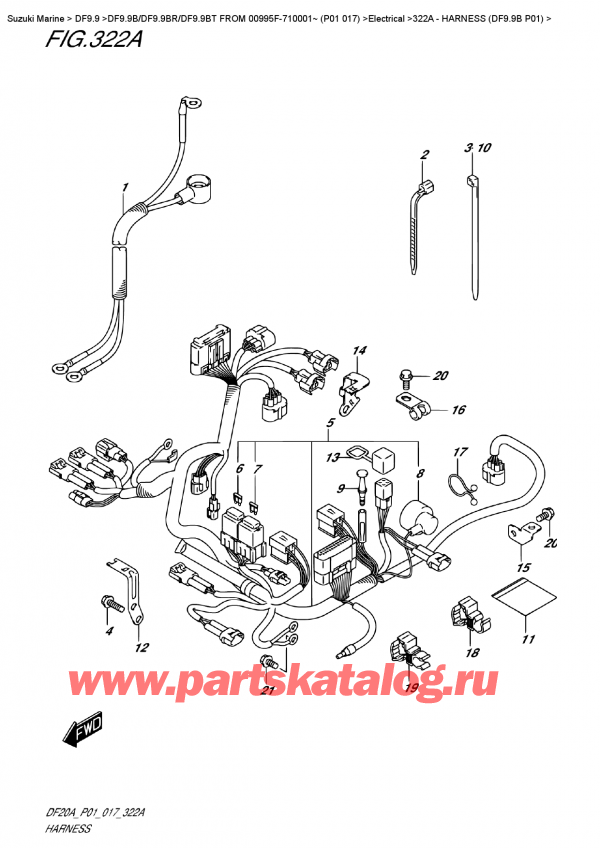 ,   , Suzuki DF9.9B S/L FROM 00995F-710001~ (P01 017)    2017 ,   (Df9.9B P01) / Harness  (Df9.9B  P01)