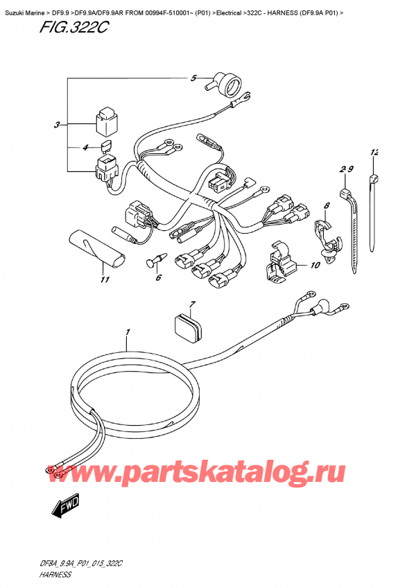������ ��������, �� ��������� ���������, Suzuki DF9.9AS FROM 00994F-510001~ (P01) ������ 2015 ����, Harness (Df9.9A P01)
