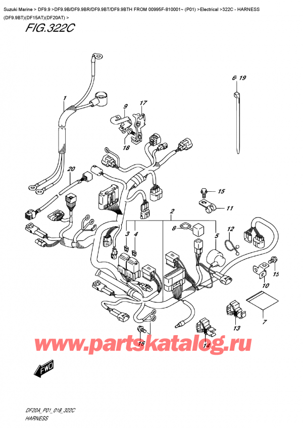  ,   , Suzuki DF9.9B TL FROM 00995F-810001~ (P01) , Harness  (Df9.9Bt)(Df15At)(Df20At)