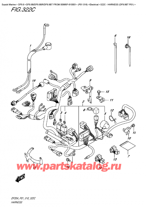  ,   , Suzuki DF9.9B TL FROM 00995F-610001~ (P01 016)    2016 ,   (Df9.9Bt P01)