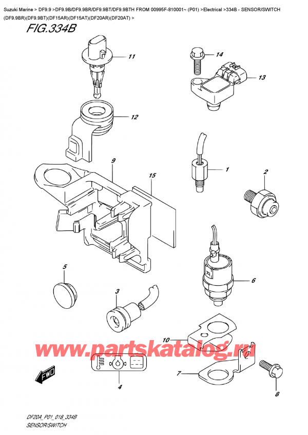  ,  , Suzuki DF9.9B TL FROM 00995F-810001~ (P01)   2018 , Sensor/switch  (Df9.9Br)(Df9.9Bt)(Df15Ar)(Df15At)(Df20Ar)(Df20At)