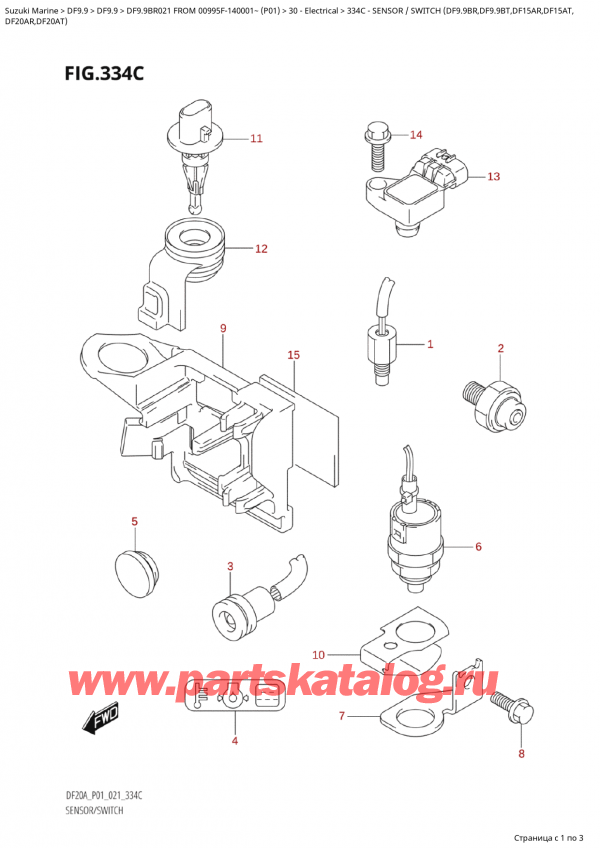  ,   ,  Suzuki DF9.9B RS/RL FROM 00995F-140001~  (P01 021),    (Df9.9Br, Df9.9Bt, Df15Ar, Df15At, - Sensor  /  Switch  (Df9.9Br,Df9.9Bt,Df15Ar,Df15At,