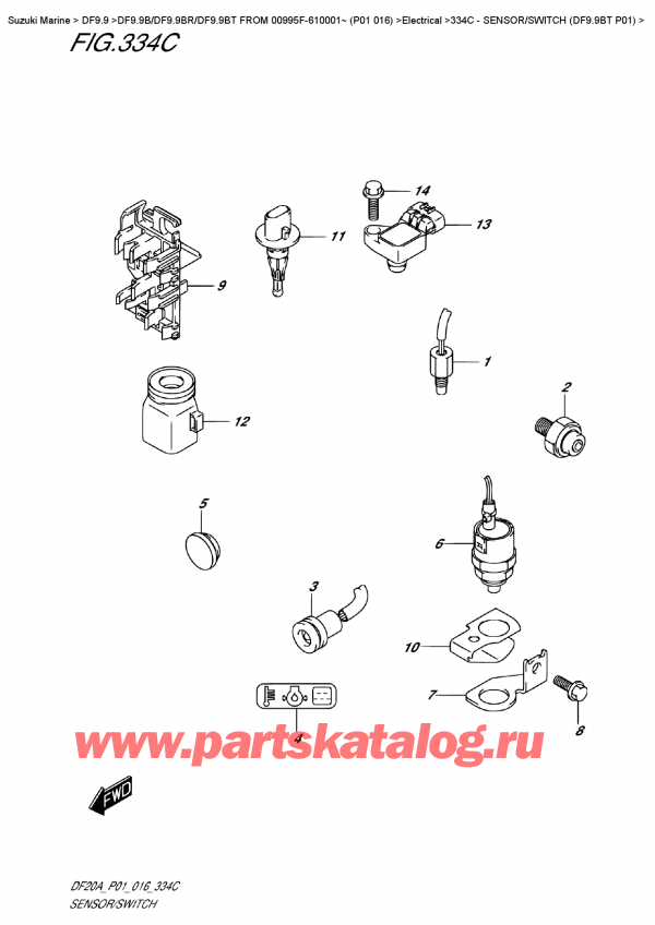 ,   , Suzuki DF9.9B TL FROM 00995F-610001~ (P01 016)  , Sensor/switch  (Df9.9Bt  P01) /    (Df9.9Bt P01)