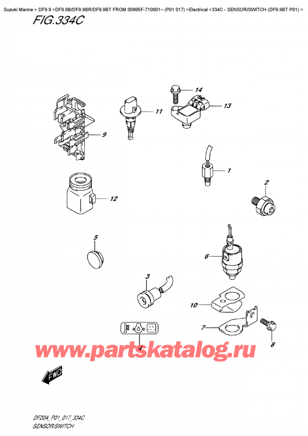  ,  , SUZUKI DF9.9B TL FROM 00995F-710001~ (P01 017),    (Df9.9Bt P01)