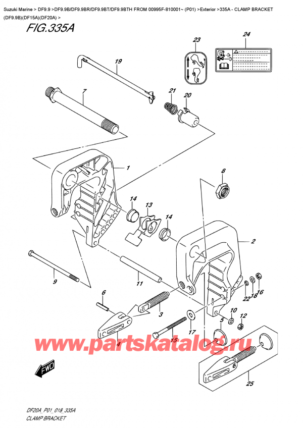  ,   , Suzuki DF9.9B S/L FROM 00995F-810001~ (P01)   2018 , Clamp  Bracket  (Df9.9B)(Df15A)(Df20A) -   (Df9.9B) (Df15A) (Df20A)