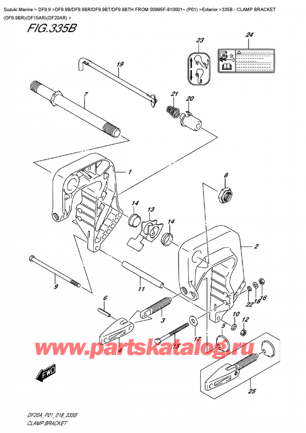  ,   , Suzuki DF9.9B RS / RL FROM 00995F-810001~ (P01)  2018 , Clamp  Bracket  (Df9.9Br)(Df15Ar)(Df20Ar)