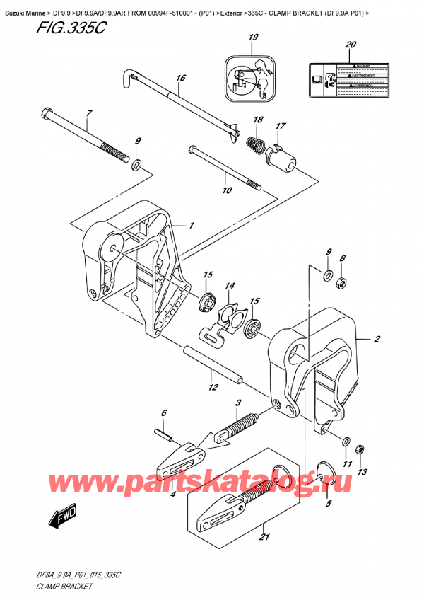  ,   , SUZUKI DF9.9AS FROM 00994F-510001~ (P01), Clamp Bracket  (Df9.9A  P01)