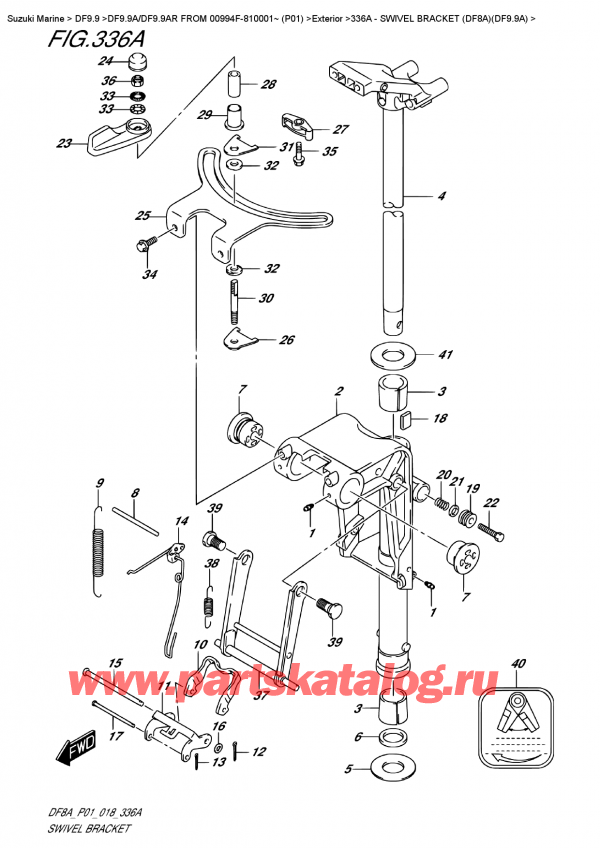   ,  , Suzuki DF9.9A S FROM 00994F-810001~ (P01), Swivel Bracket  (Df8A)(Df9.9A)
