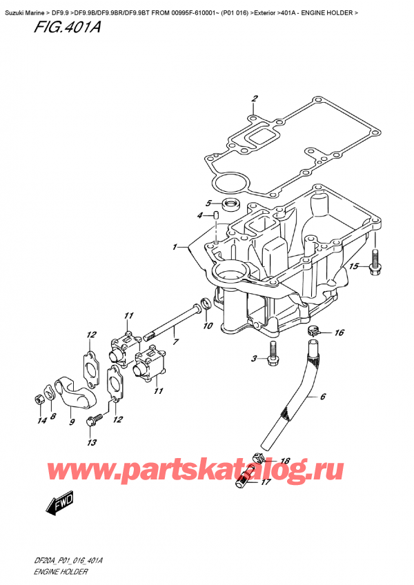  ,   , Suzuki DF9.9B S / L FROM 00995F-610001~  (P01  016),   / Engine  Holder