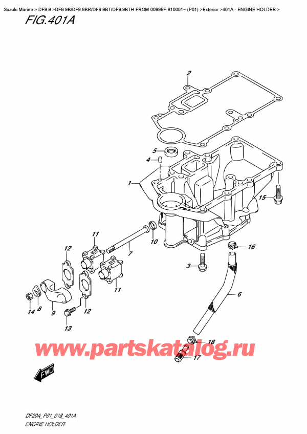  ,   , Suzuki DF9.9B RS / RL FROM 00995F-810001~ (P01)  2018 , Engine  Holder -  