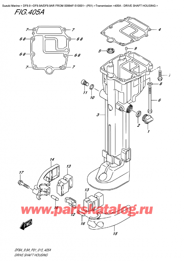 ,   , SUZUKI DF9.9AS FROM 00994F-510001~ (P01), Drive Shaft  Housing /   