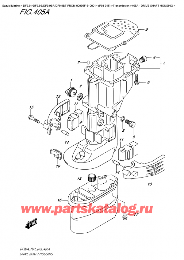  ,  , SUZUKI DF9.9B S/L FROM 00995F-510001~ (P01  015)  , Drive Shaft  Housing