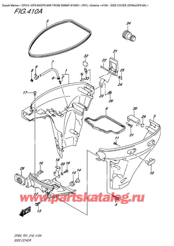 ,   , SUZUKI DF9.9A S FROM 00994F-810001~ (P01)  2018 , Side Cover  (Df8A)(Df9.9A) /   (Df8A) (Df9.9A)