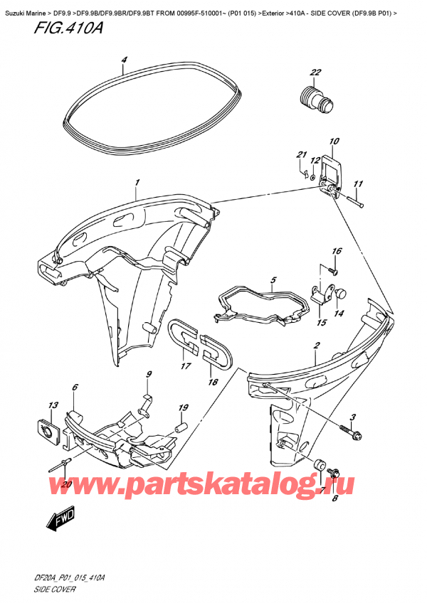 ,  , SUZUKI DF9.9B S/L FROM 00995F-510001~ (P01  015)  , Side  Cover  (Df9.9B  P01)