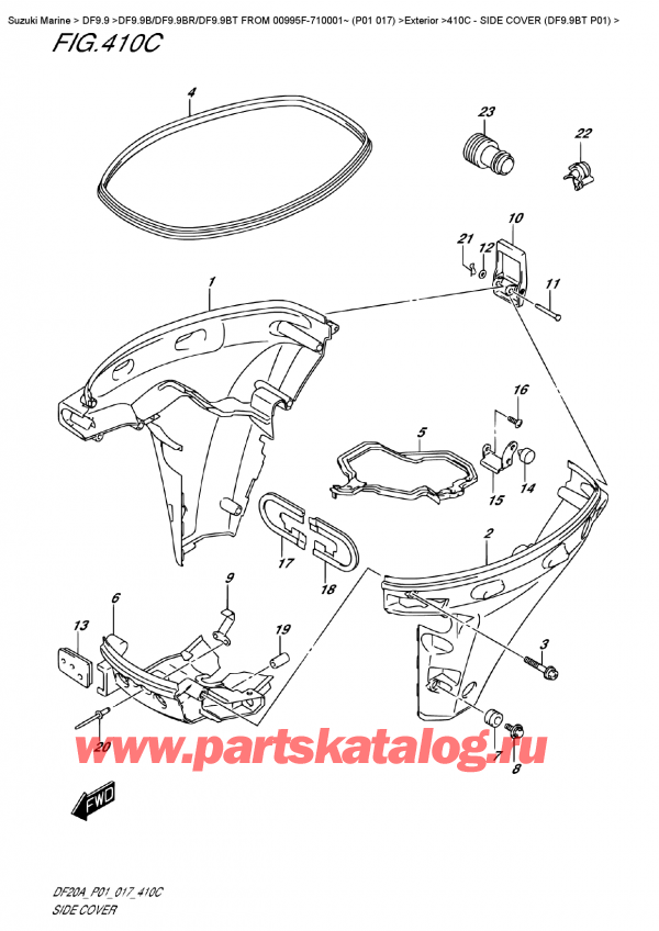   ,    , Suzuki DF9.9B TL FROM 00995F-710001~ (P01 017)  2017 , Side  Cover  (Df9.9Bt  P01)
