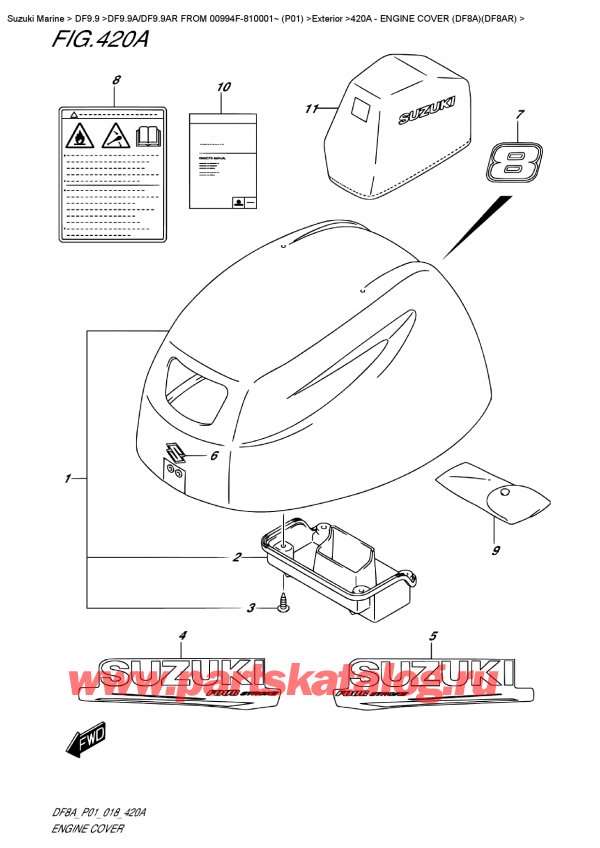   ,    , SUZUKI DF9.9A S FROM 00994F-810001~ (P01), Engine Cover  (Df8A)(Df8Ar)
