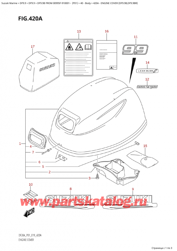  ,   , Suzuki  DF9.9B ES/EL FROM 00995F-910001~ (P01)  2019 ,   () (Df9.9B, Df9.9Br)